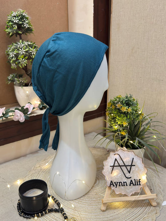  Zinc plain tie-back hijab cap in lightweight stretch fabric for modest wear.