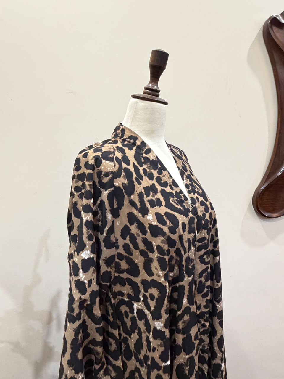 Leopard Luxe Double-Flare Front Open Abaya