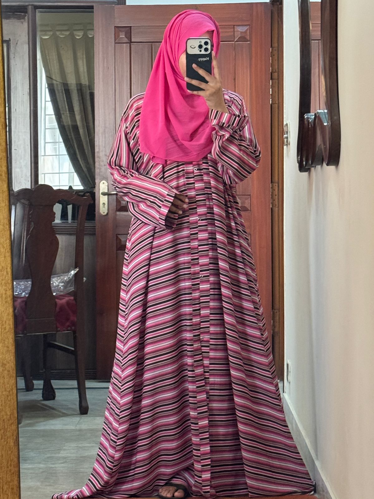 Pink Striped Abbaya