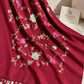 Berry Red Cashmere Embroidered Hijab with Sequins