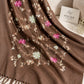 Mocha Brown Cashmere Embroidered Hijab with Sequins