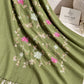 Olive Green Cashmere Embroidered Hijab with Sequins