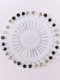 Black n White Stones Studded Hijab Pins