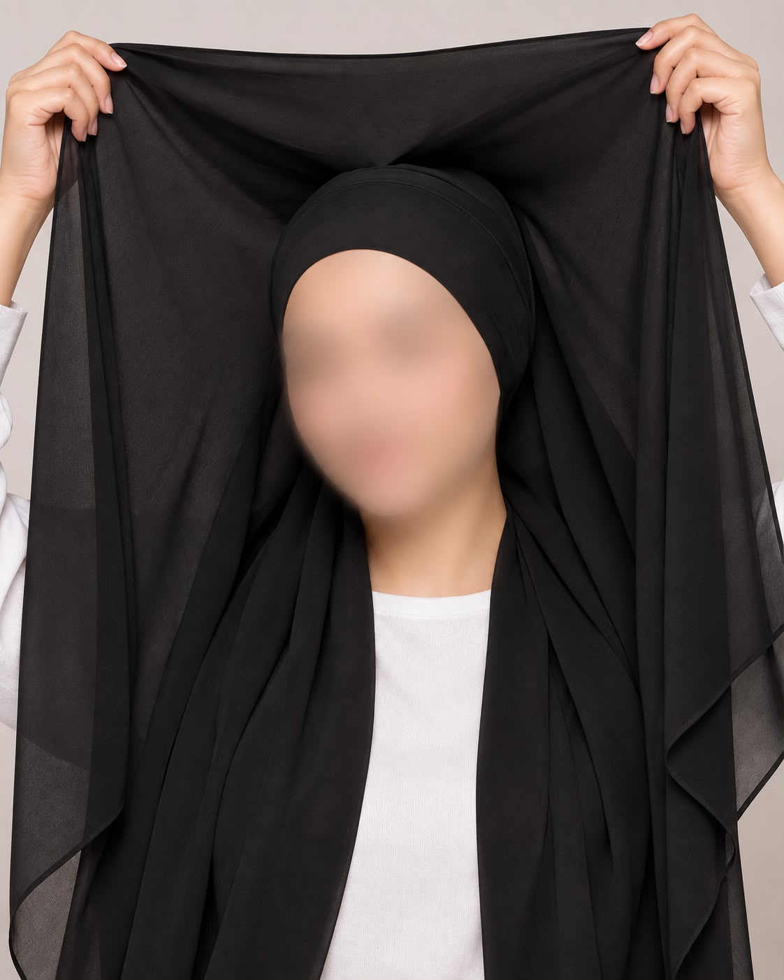 Black Instant Hijab with Built-In Magnet