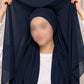 Navy Blue Instant Chiffon Georgette Hijab with Built-In Magnet