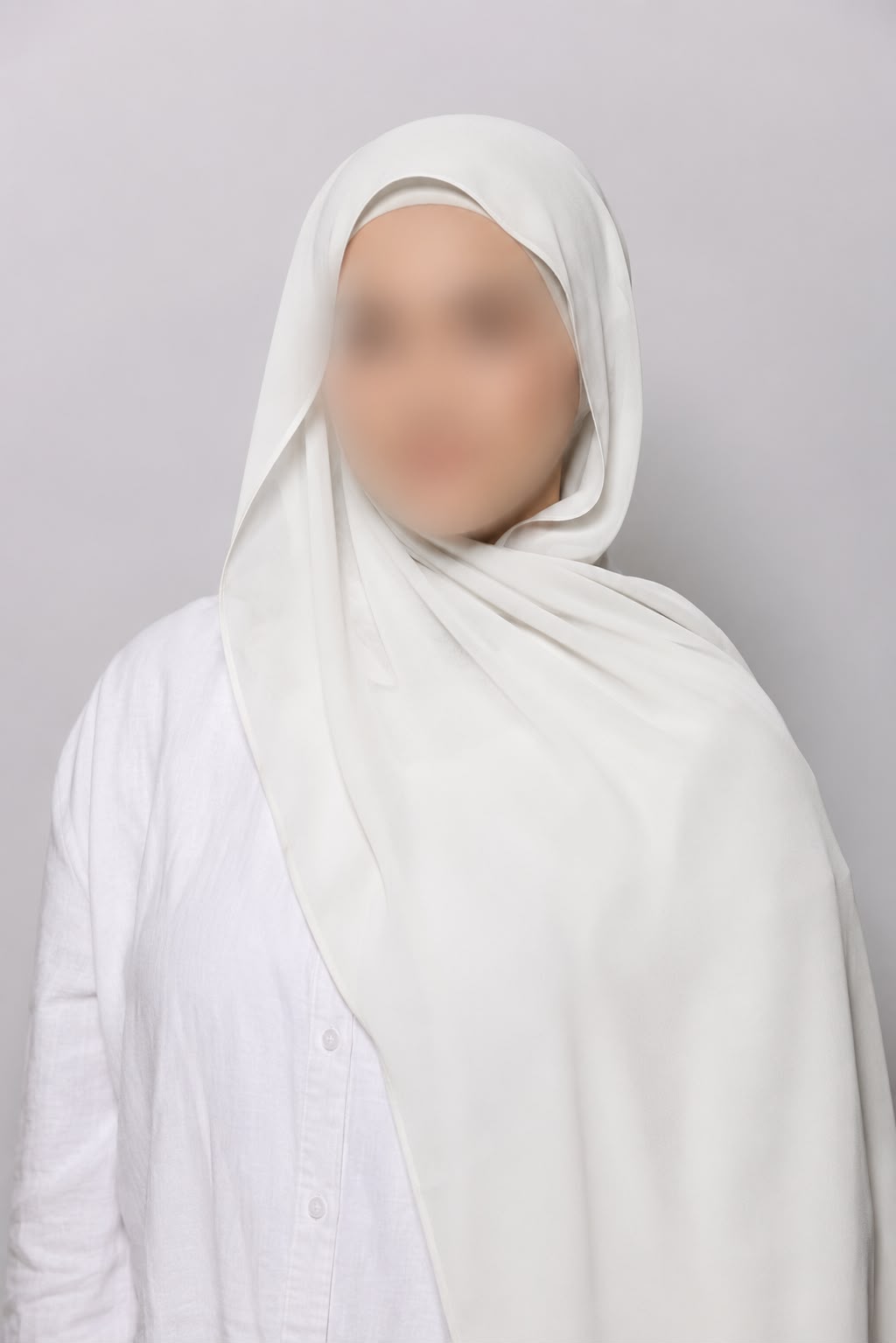 White Instant Chiffon Georgette Hijab with Built-In Magnet