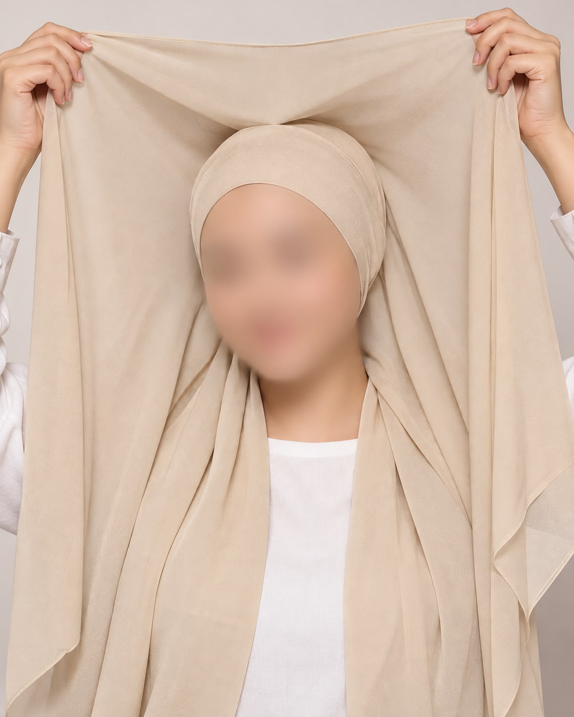 Wheat Instant Chiffon Georgette Hijab with Built-In Magnet