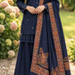 Block Printed Pashmina Shawl with Hand Embroidery