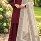 Beige Block Printed Pashmina Shawl with Hand Embroidery