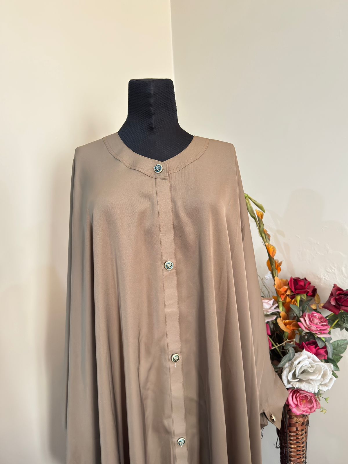 Metallic Beige Kaftan Abbaya