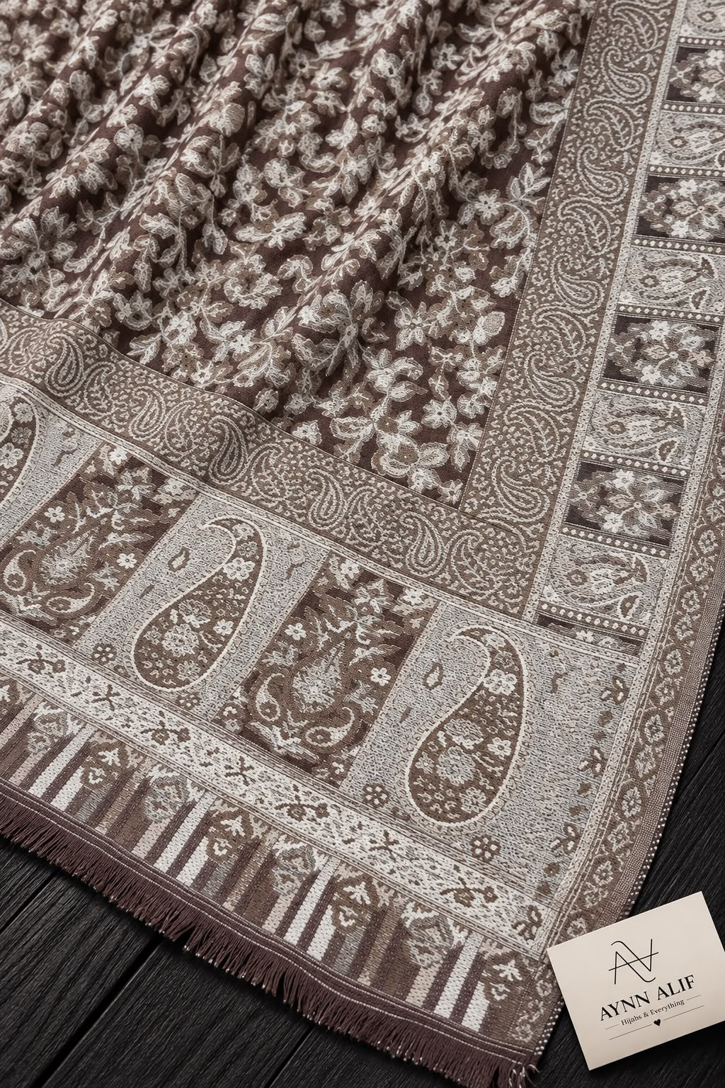 Mocha Brown- Kashmiri Kani Mini Shawl