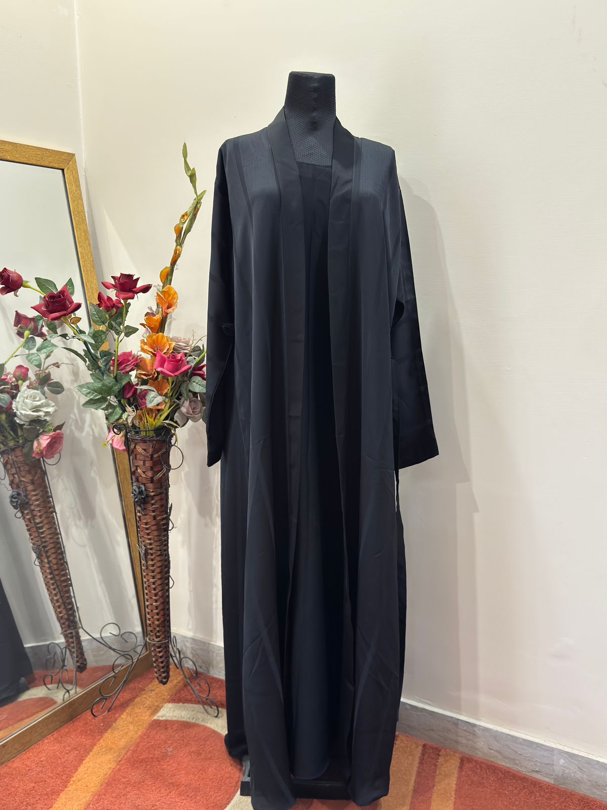 Black Striped Kimono Abaya