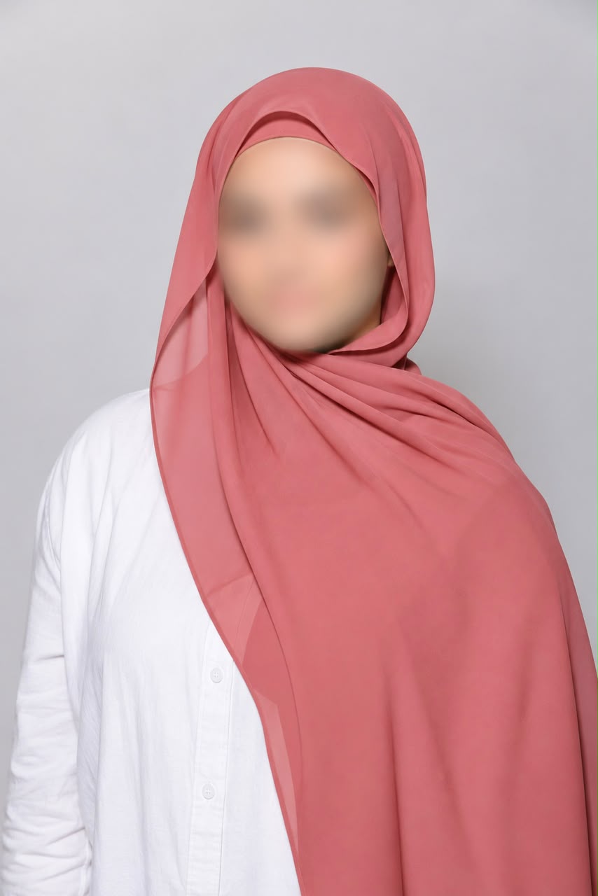 Coral Pink- Instant Chiffon Georgette Hijab with Built-In Magnet