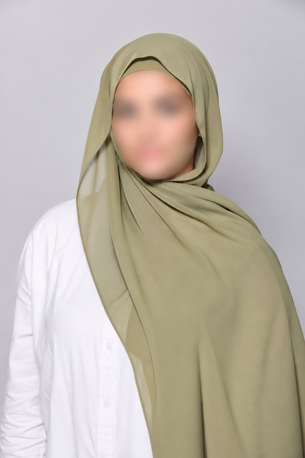 Sage Green Instant Chiffon Georgette Hijab with Built-In Magnet