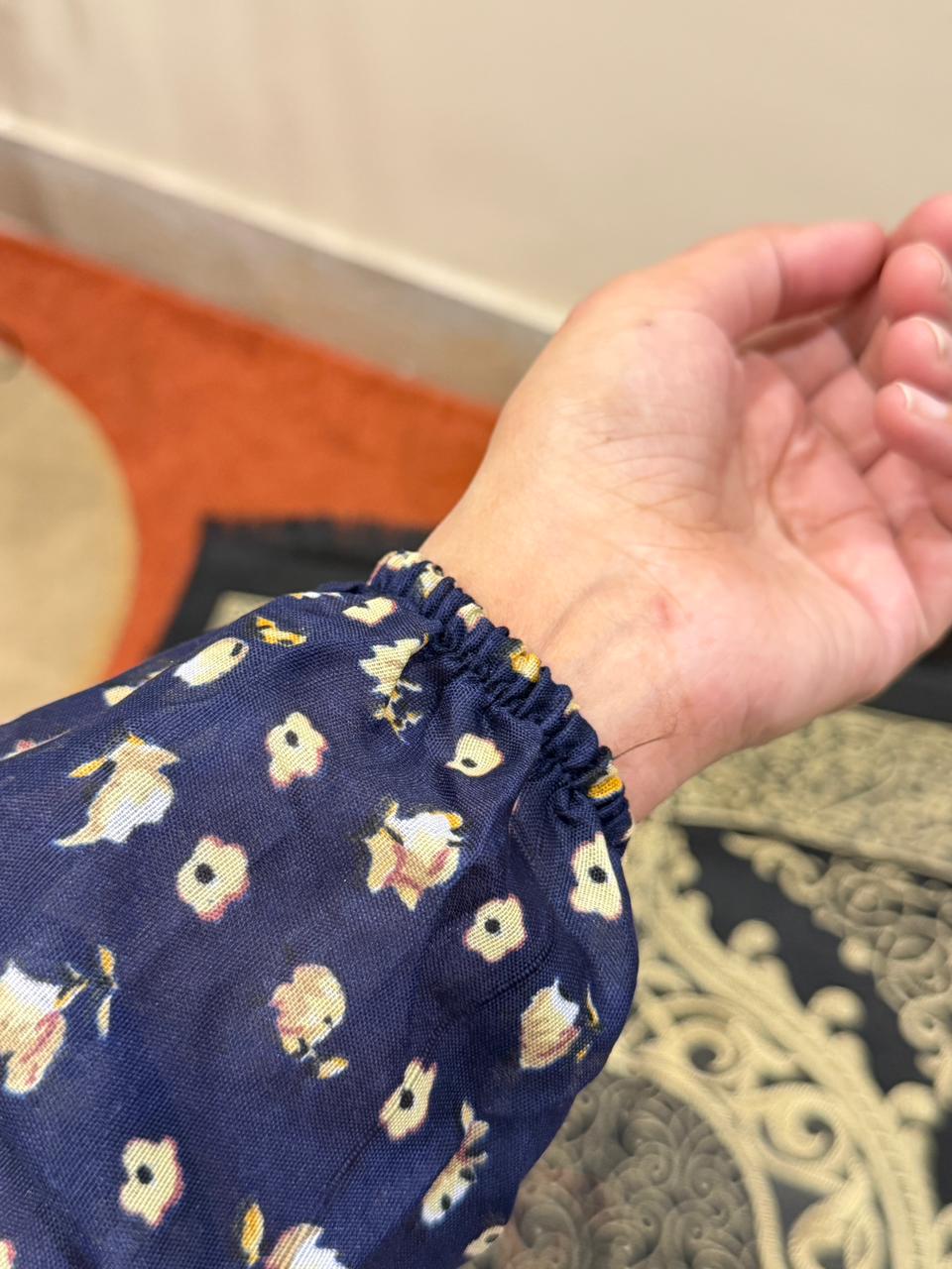 Navy Blue Floral Namaz Chaadar