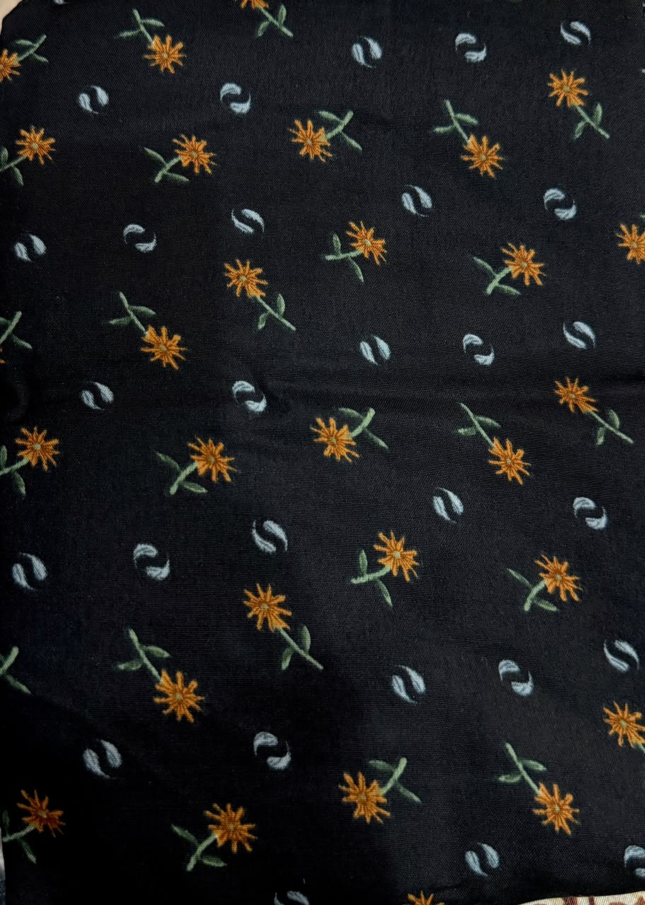 Black Mustard Floral Print Lawn Namaz Chaadar