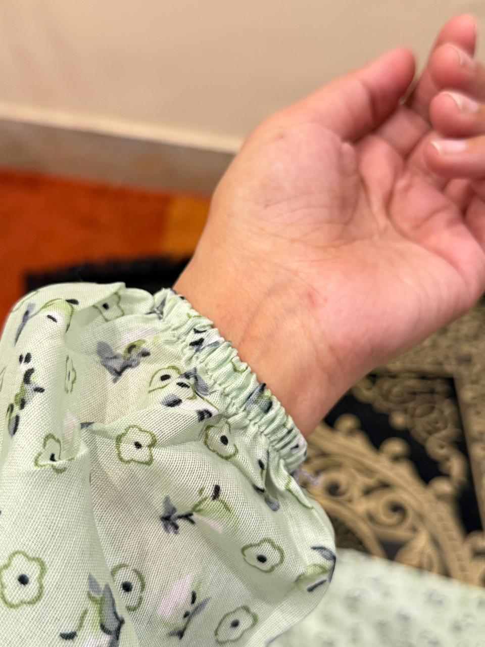 Floral Mint Green Namaz Chaadar