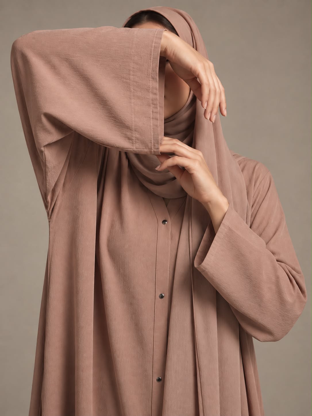 Mocha Rose Ombre Silk Nidah Abaya