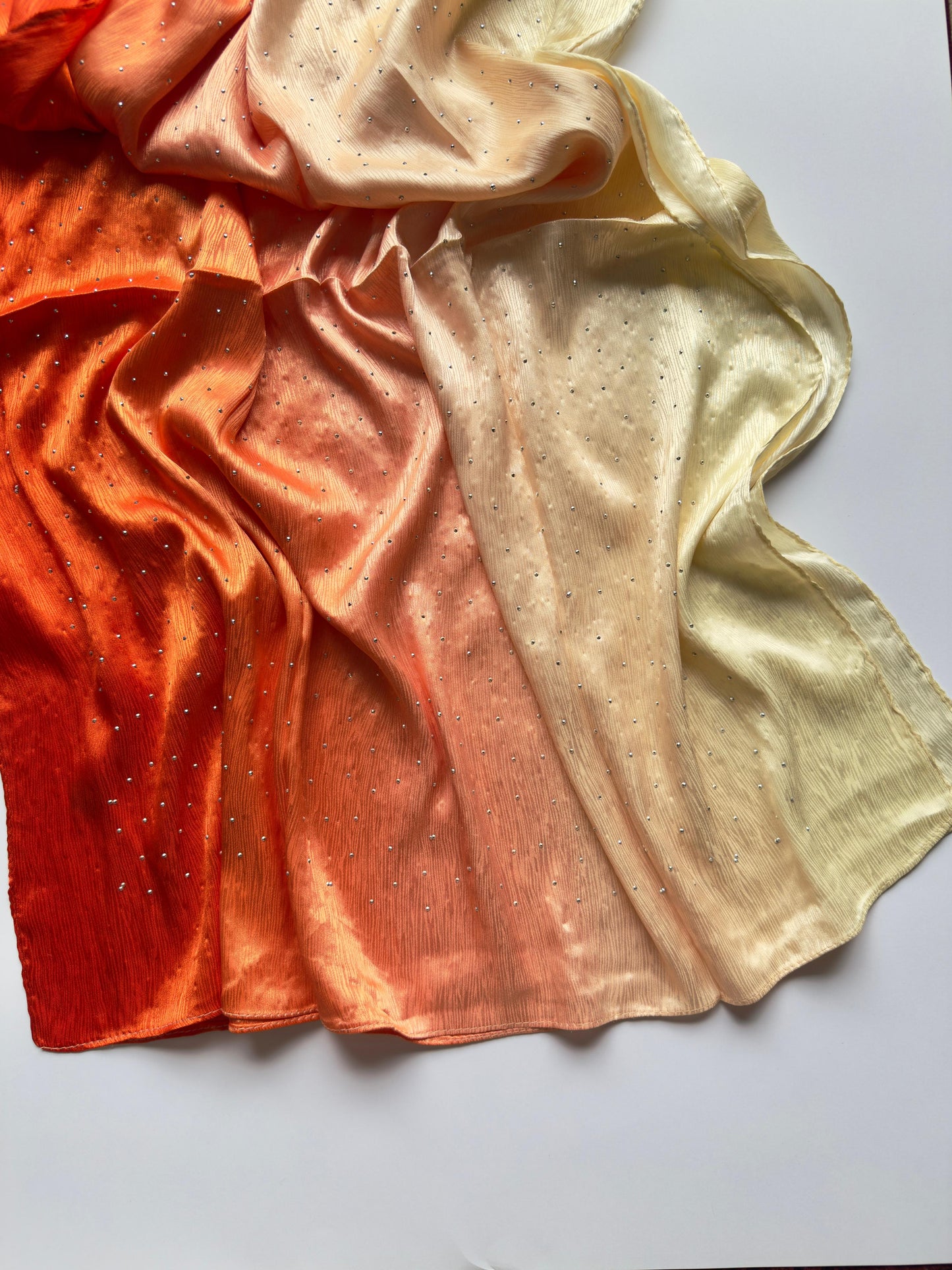 Stones Studded Ombre Silk Satin Hijab