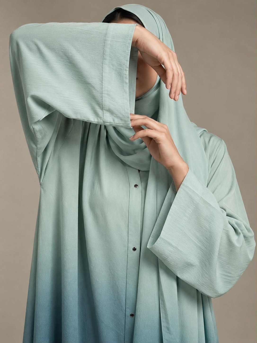 Sea Mist Ombre Silk Nidah Abaya