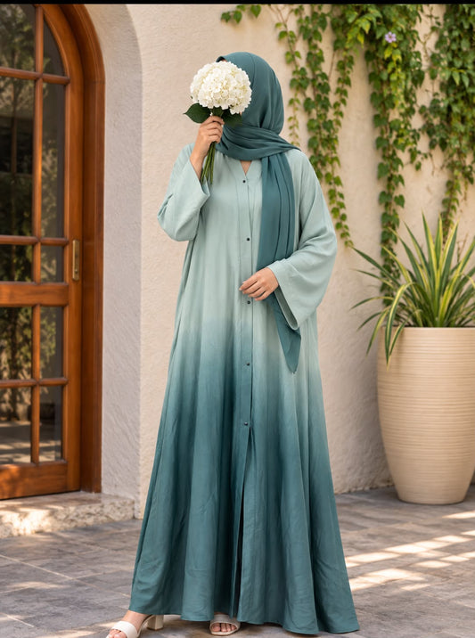 Sea Mist Ombre Silk Nidah Abaya