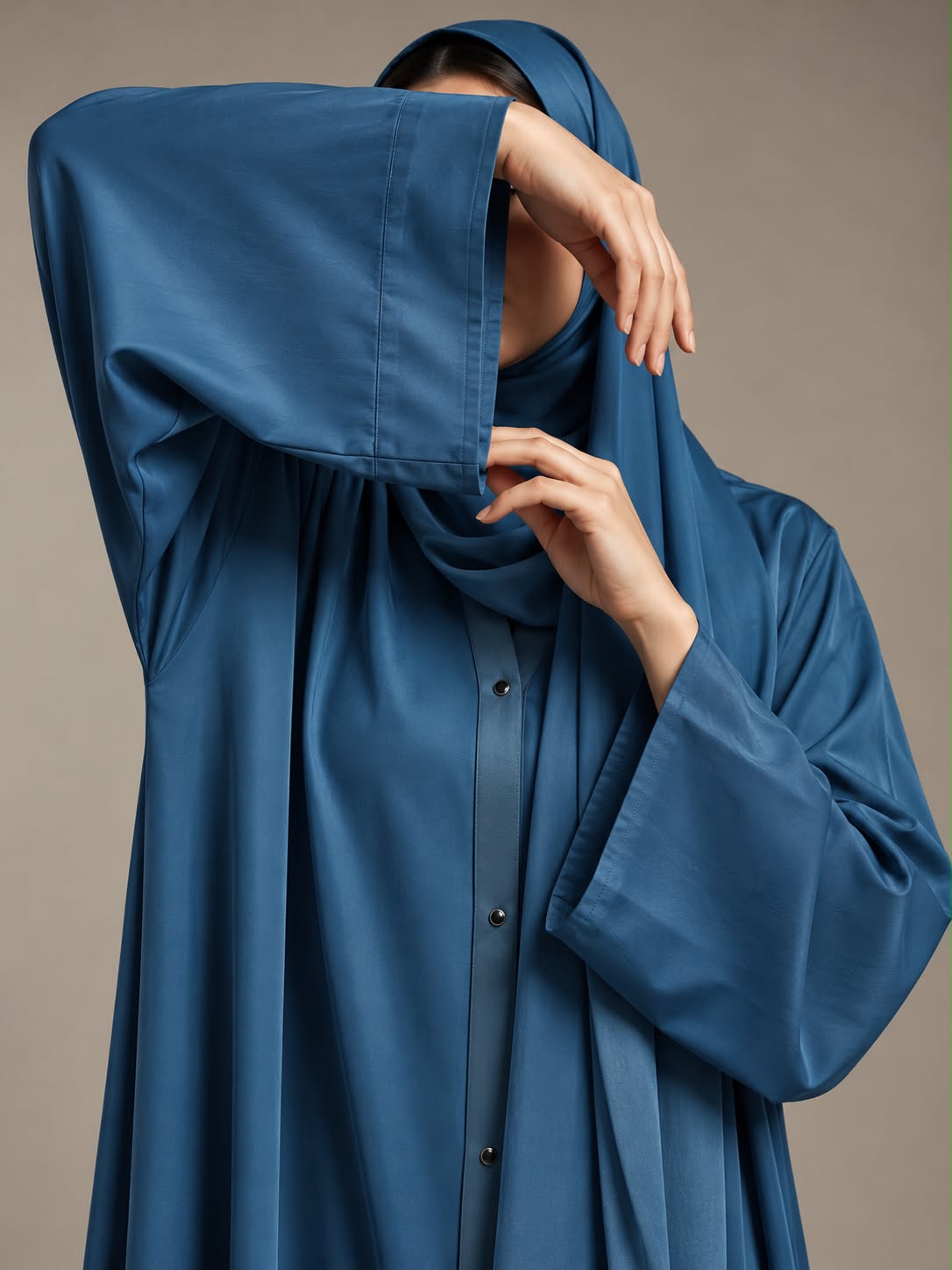 Azure Mist Ombre Silk Abaya