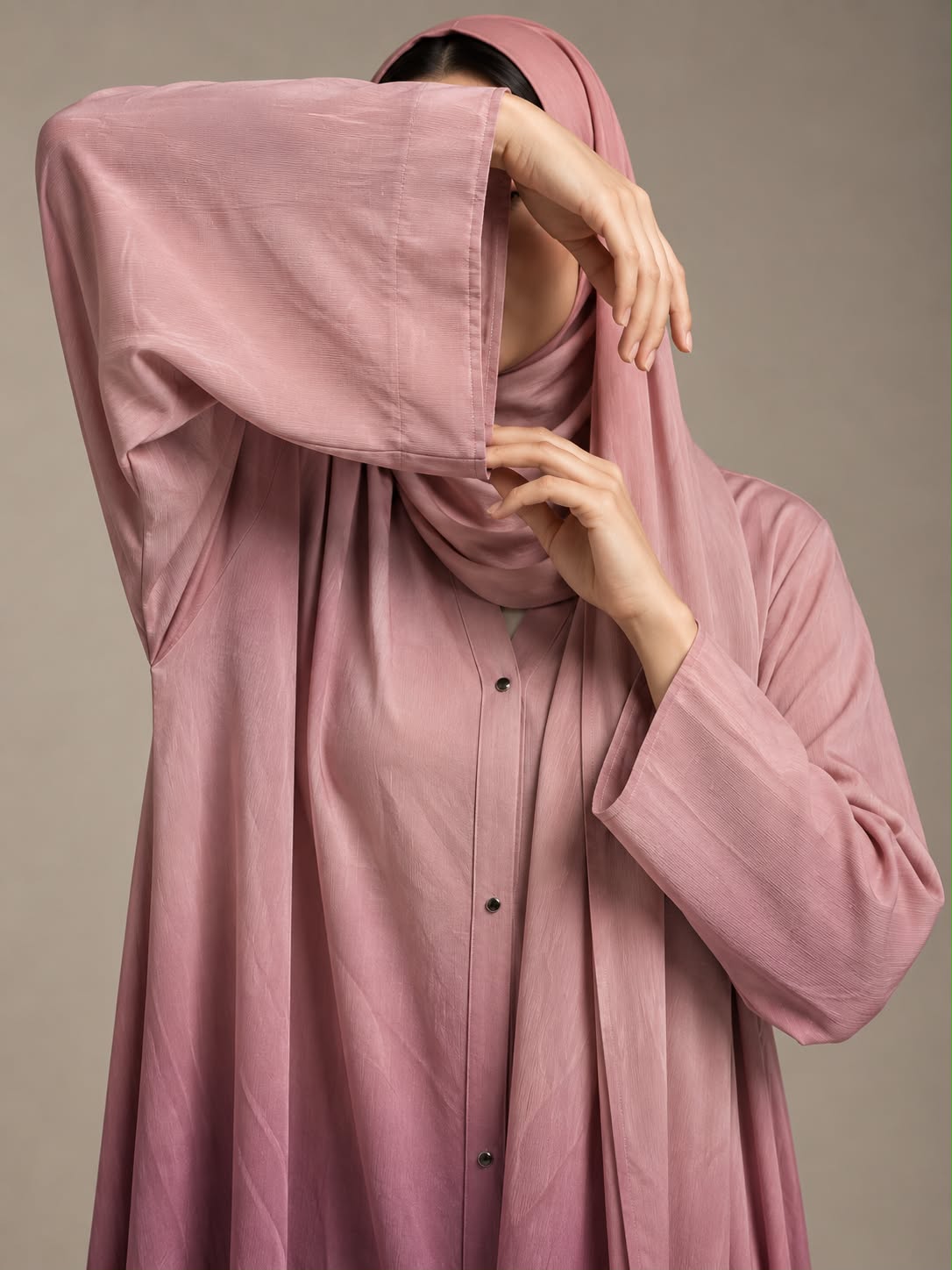 Mauve Bloom Ombre Silk Abaya