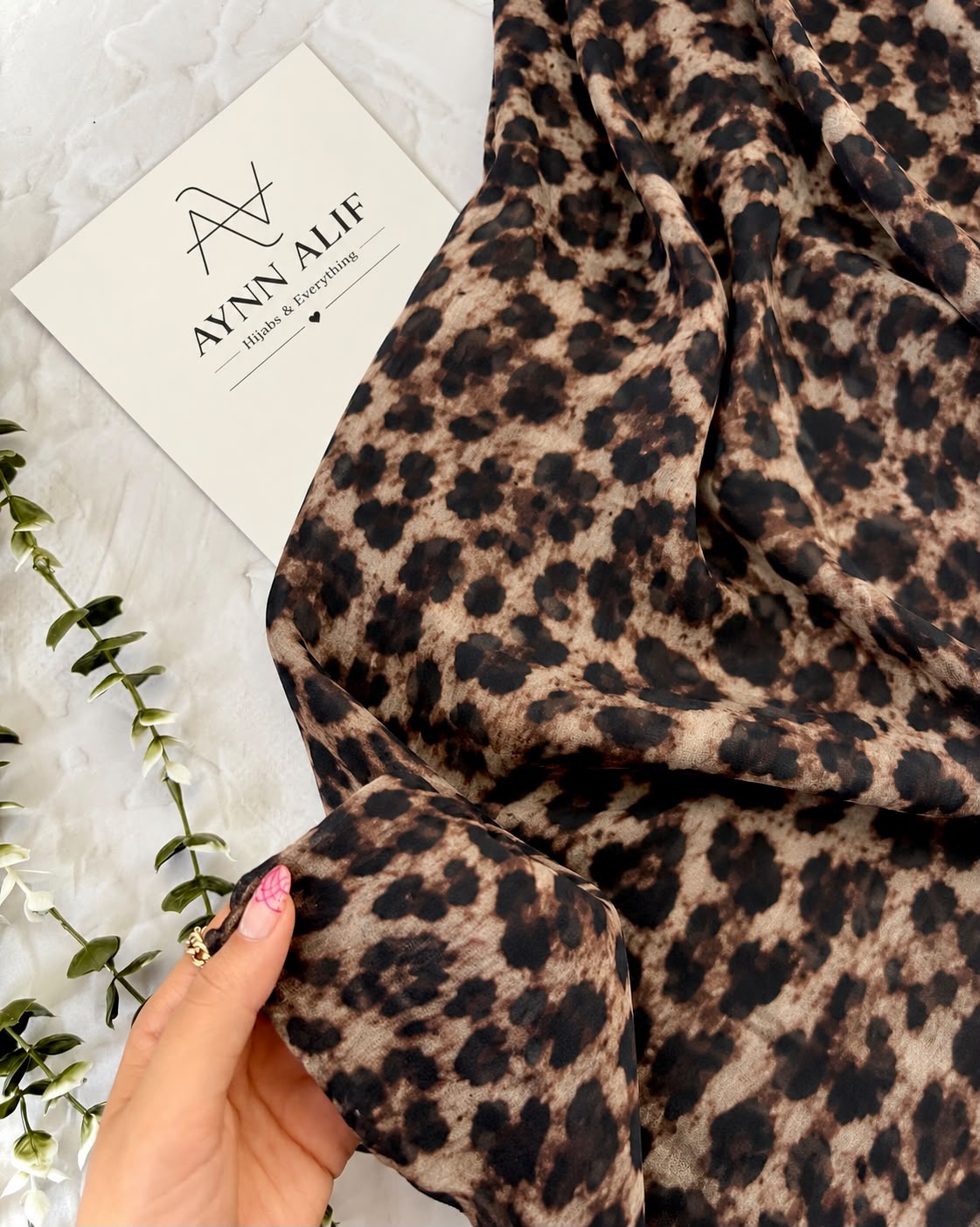 Mocha Leopard Print Modal Lawn Hijab