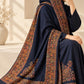Block Printed Pashmina Shawl with Hand Embroidery
