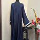 Navy Blue Front Open Abbaya