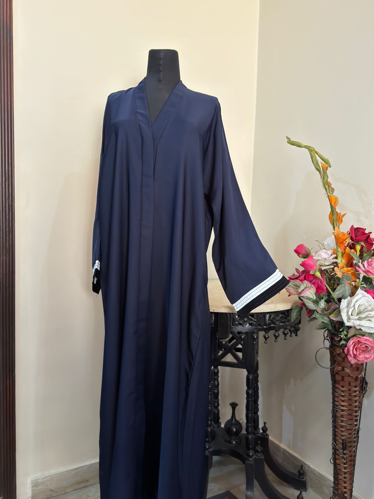 Navy Blue Front Open Abbaya