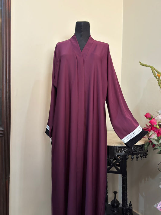 Maroon Front Open Abbaya