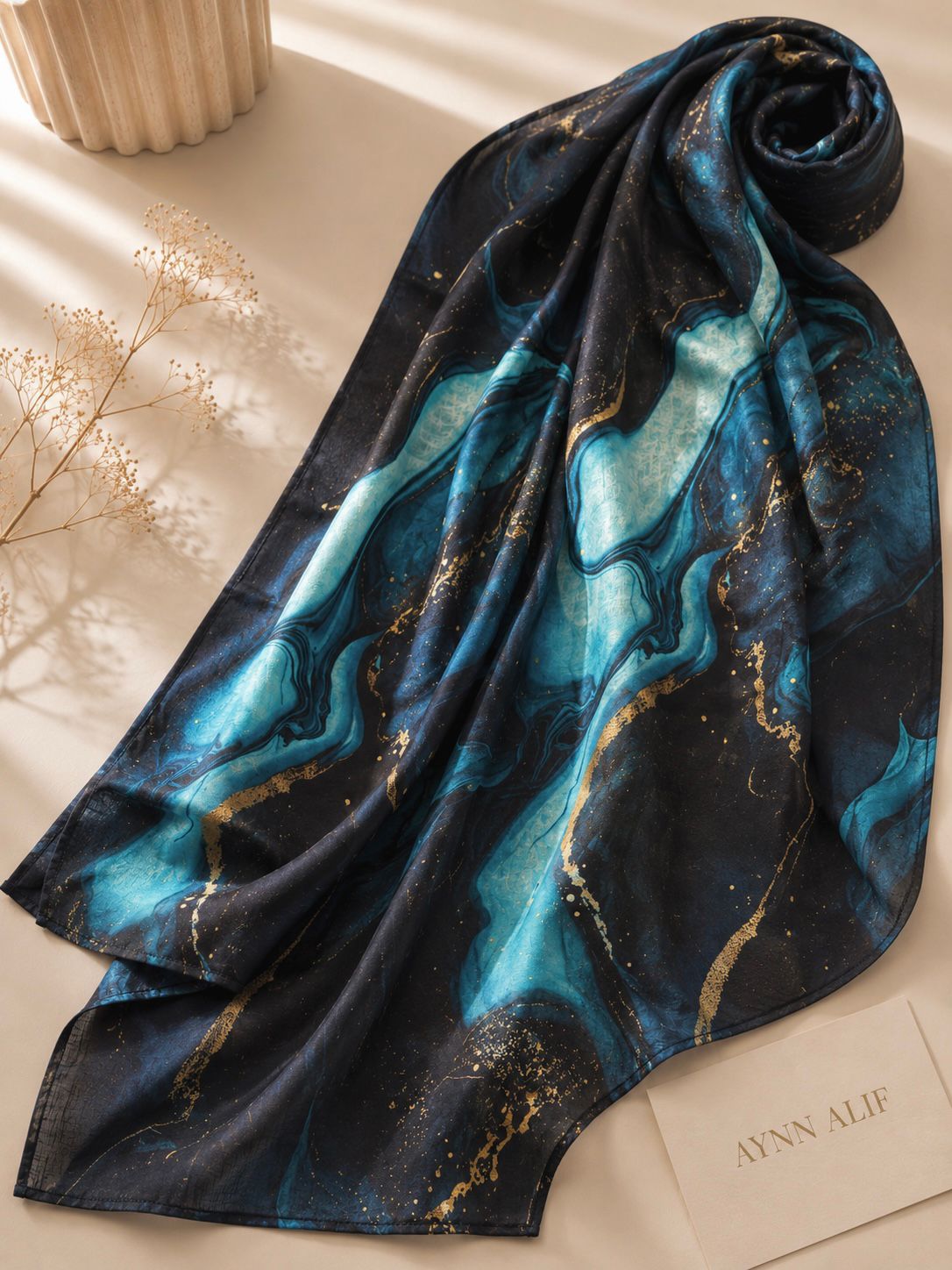 Midnight Aqua Marble Modal Lawn Hijab
