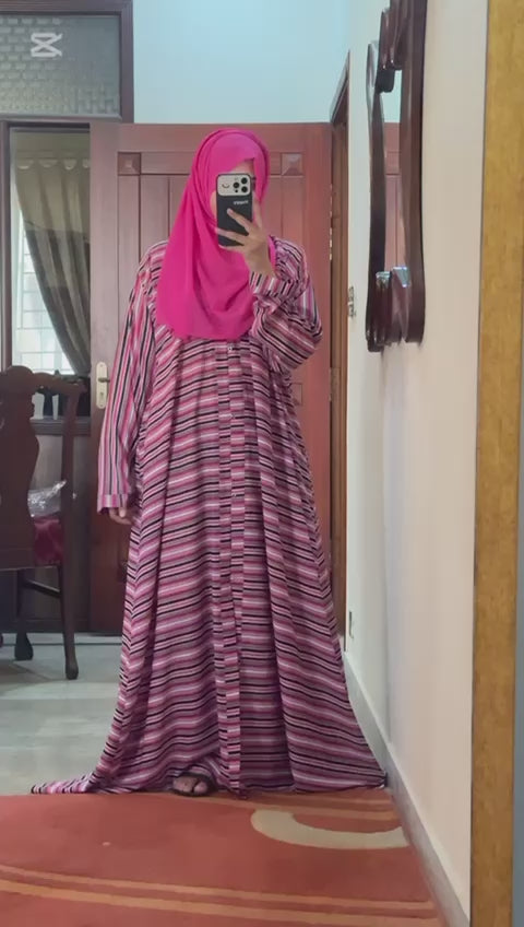 Pink Striped Abbaya