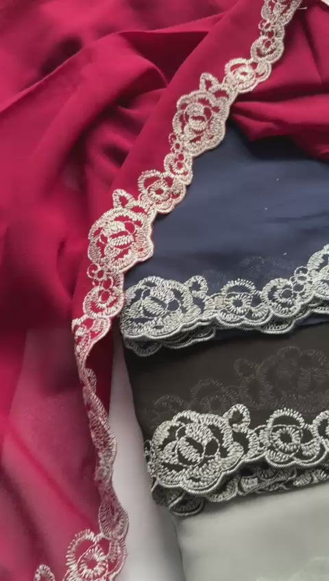 Chiffon Georgette with floral embroidered