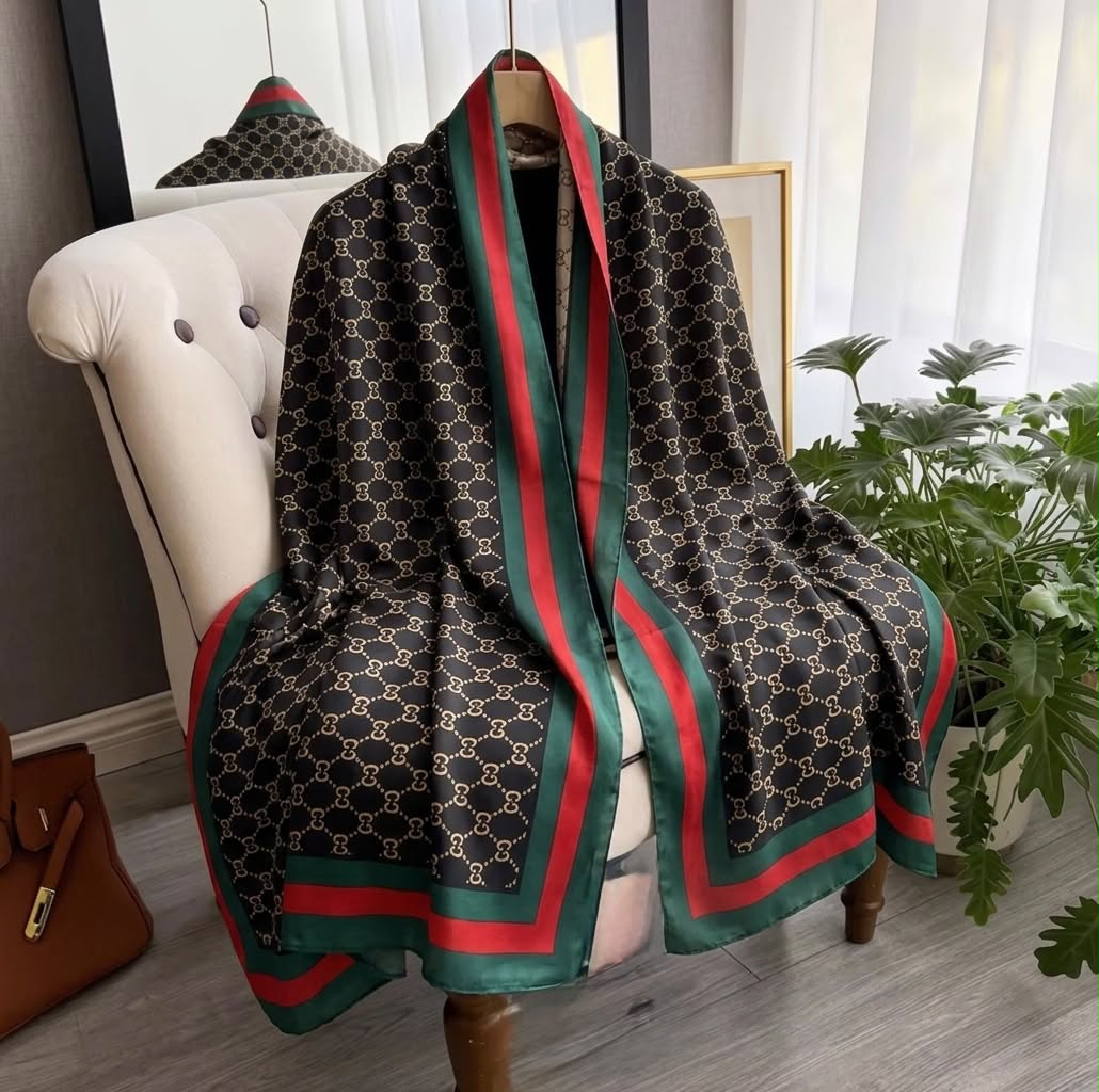 Rouge Monogram Silk Scarf