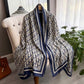 Branded Navy Ivory Signature Silk Scarf