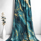 Oceanic Gold Printed Sheen Silk Hijab – Teal & Gold