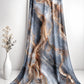 Champagne Marble Printed Sheen Silk Hijab – Slate Blue & Gold