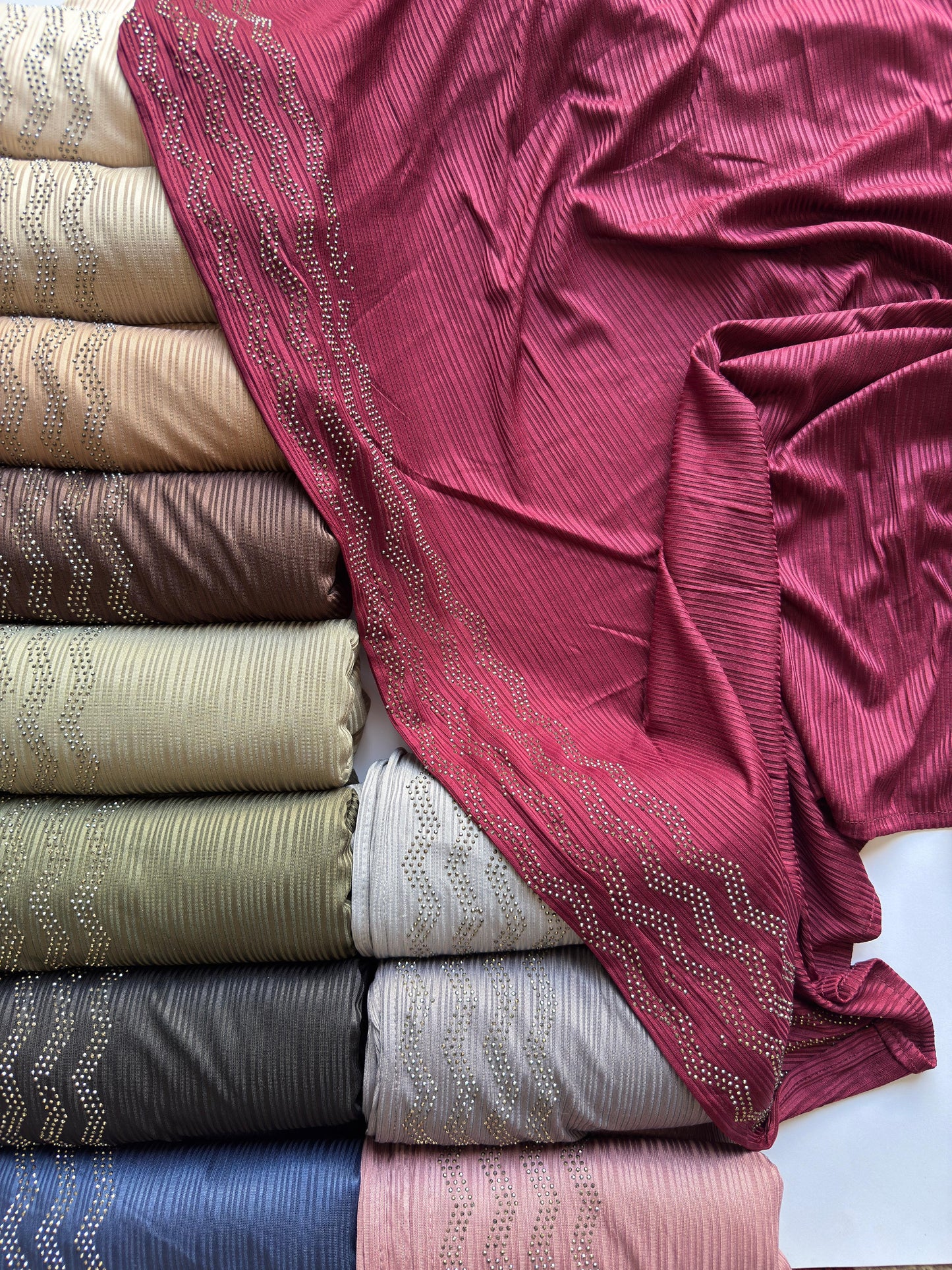 Stones Studded Ribbed Jersey Hijabs