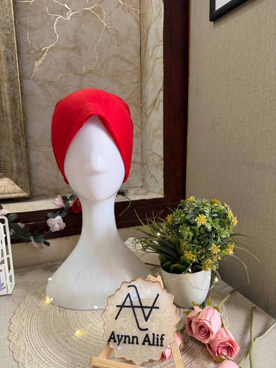 Red Ruched Tie Back Hijab Cap – Soft Jersey Undercap