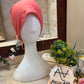 Coral Pink Ruched Tie Back Hijab Cap – Soft Jersey Undercap