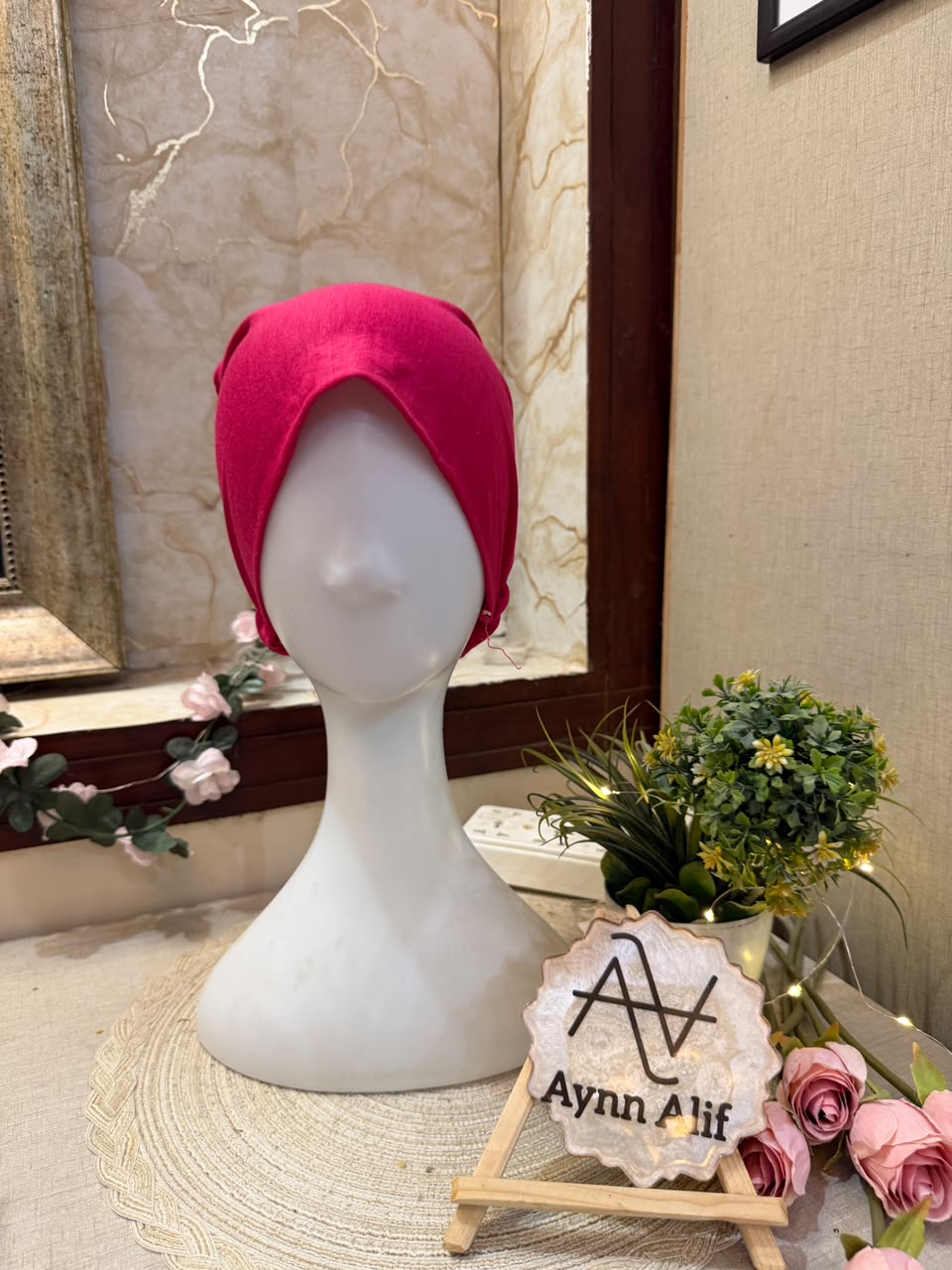 Shocking Pink Ruched Tie Back Hijab Cap – Soft Jersey Undercap