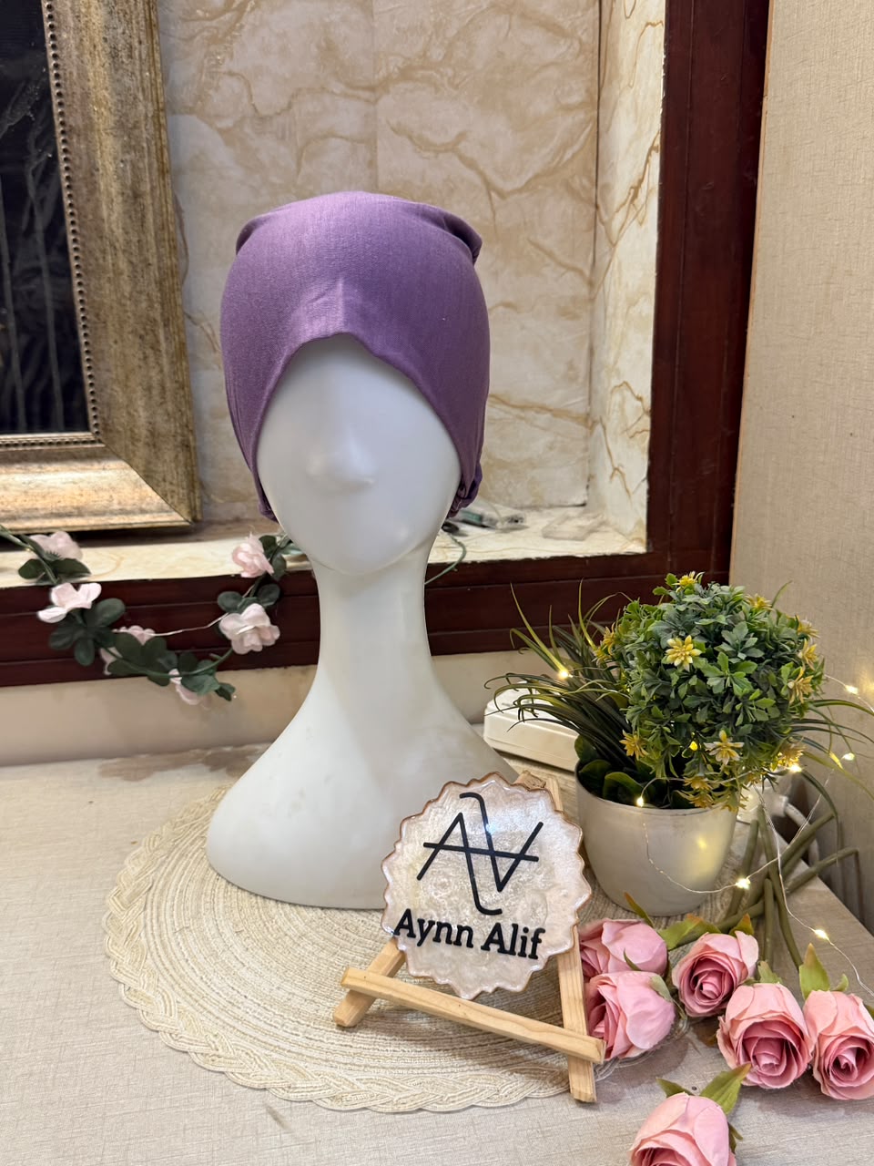 Lavender Ruched Tie Back Hijab Cap – Soft Jersey Undercap