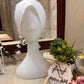 Pearl White Ruched Tie Back Hijab Cap – Soft Jersey Undercap