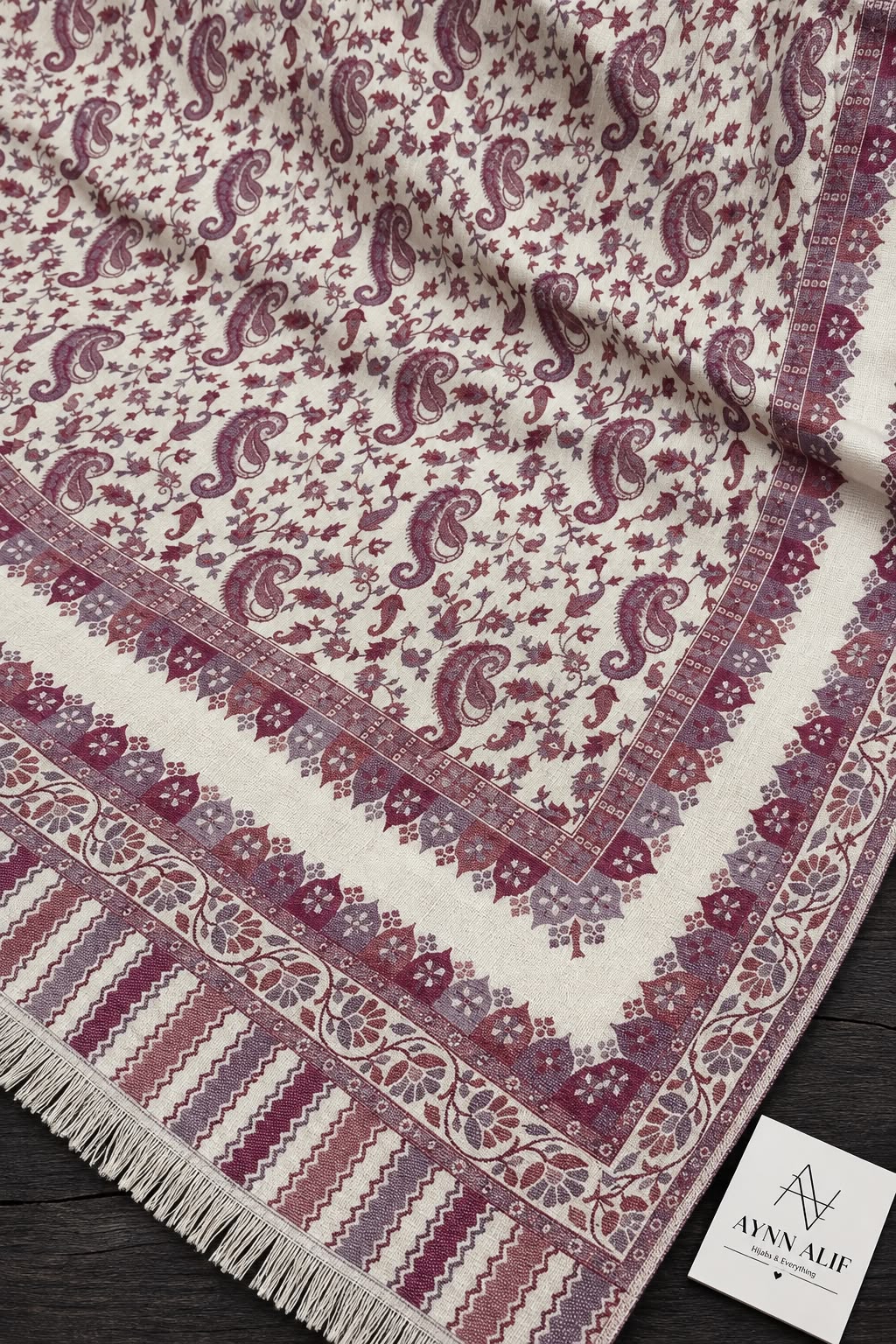 Magenta & Beige Kashmiri Kani Shawl