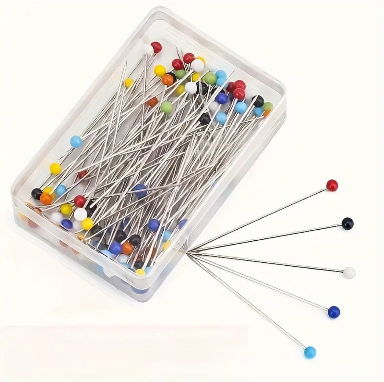 Small multi hijab pins box of 100 by Aynn Alif Pakistan featuring colourful compact scarf pins for hijab styling.