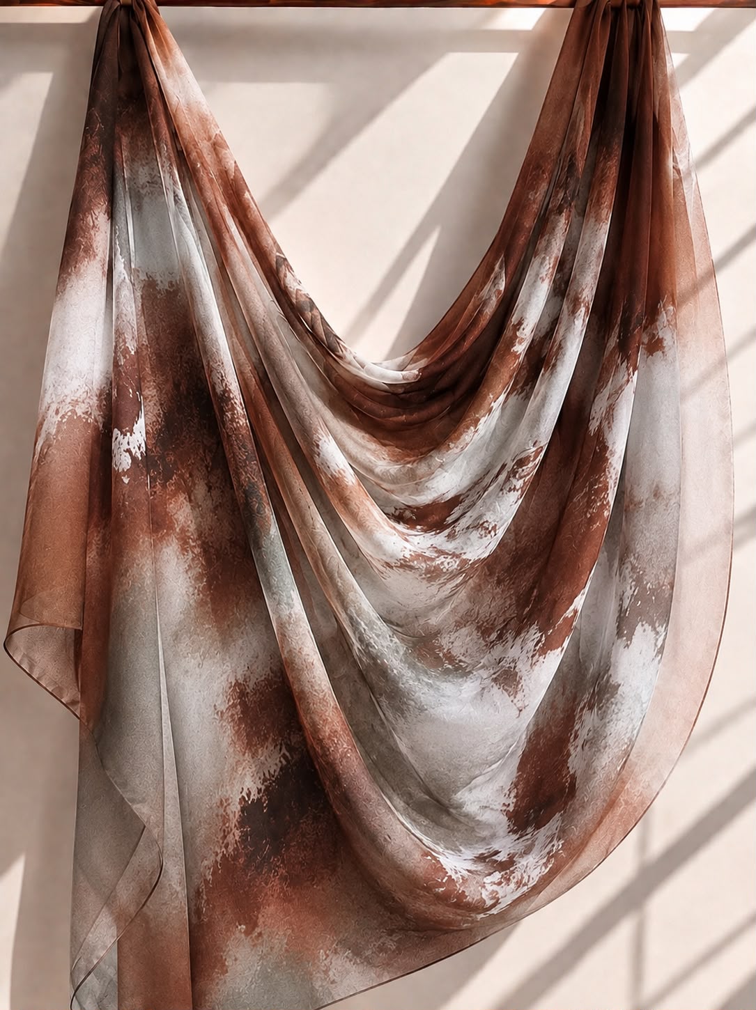 Cocoa Copper Abstract – Square Chiffon Georgette Hijab