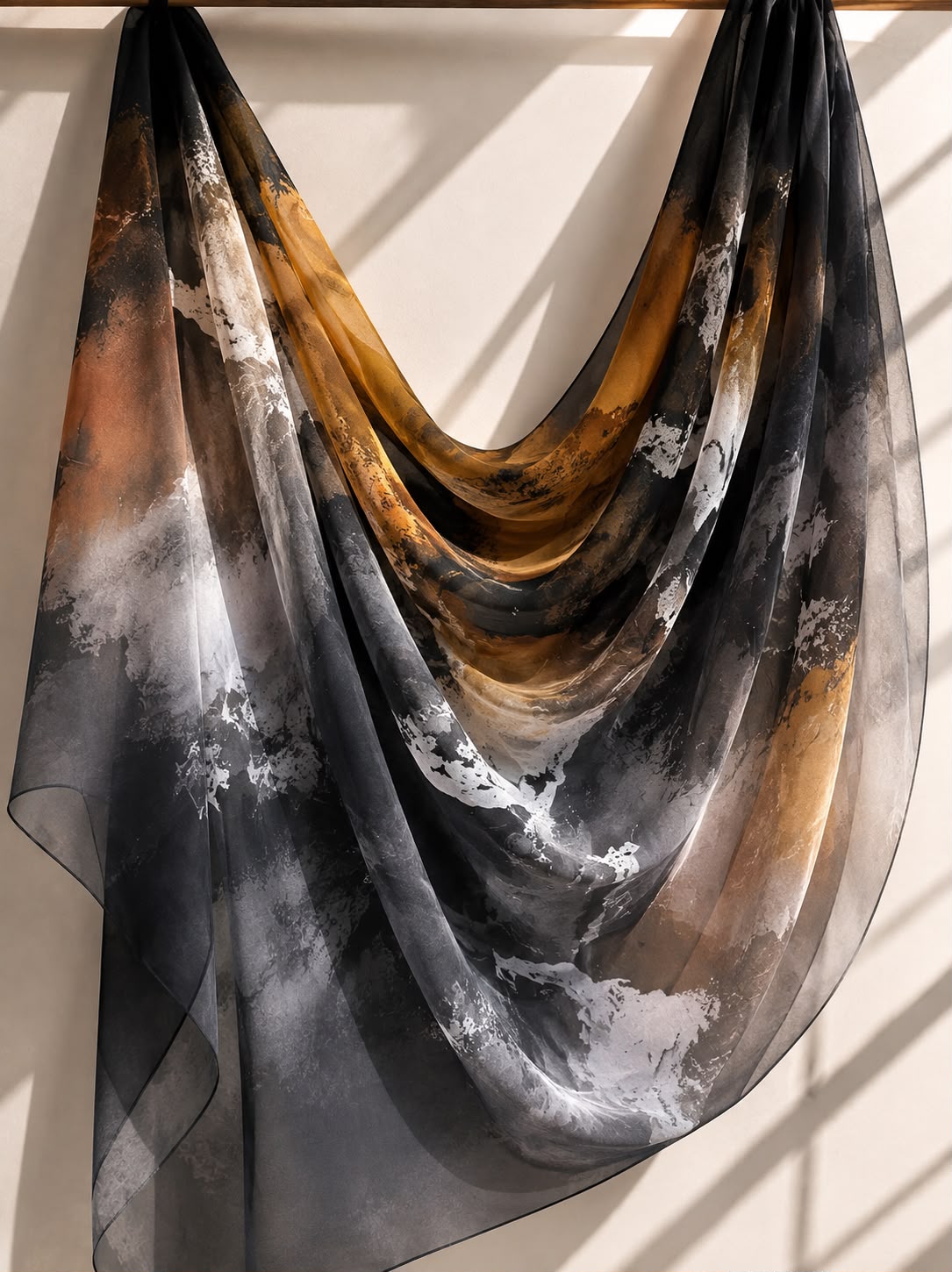 Obsidian Gold – Printed Square Chiffon Georgette Hijab