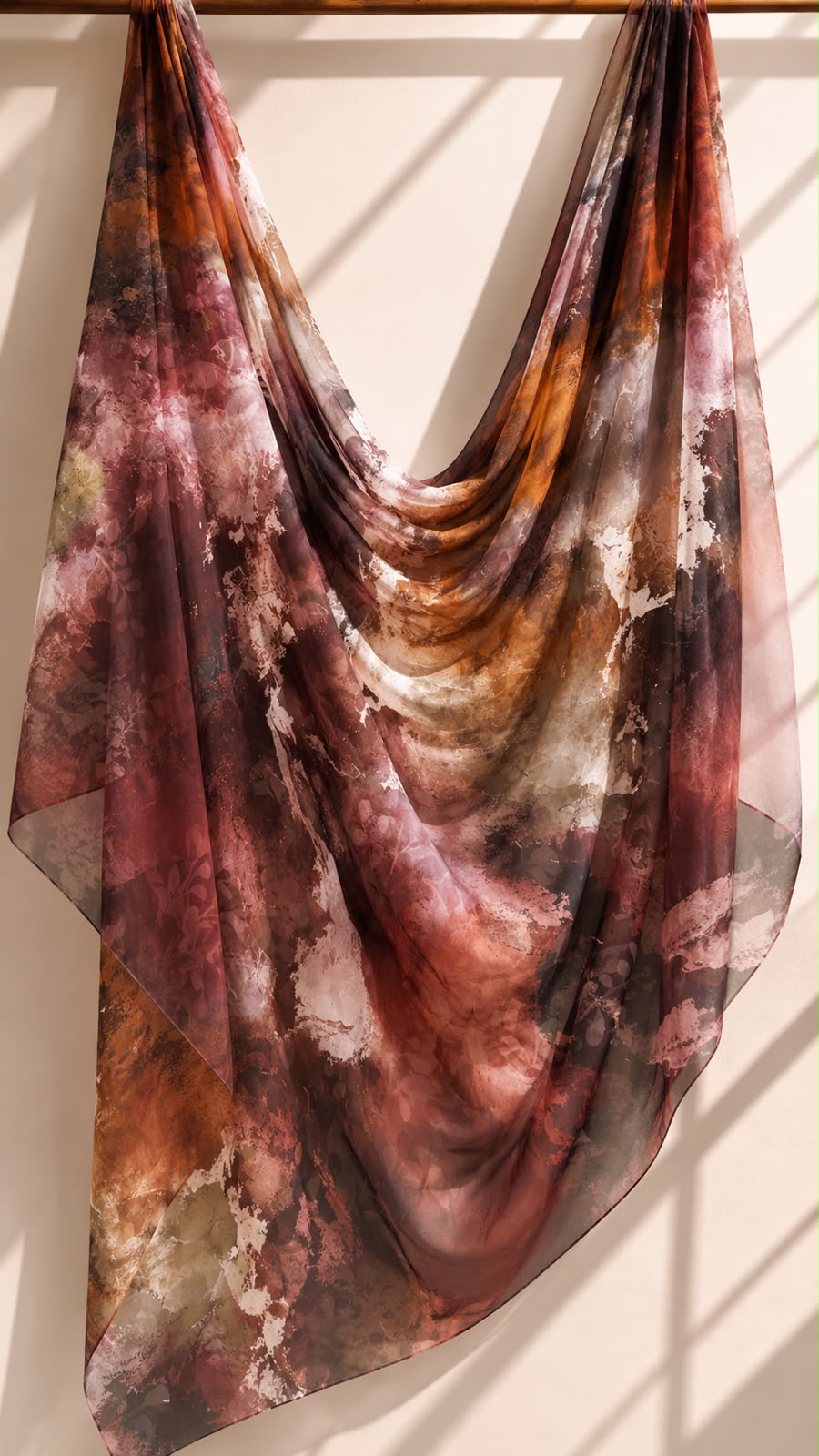 Rosewood Mocha Abstract – Square Chiffon Georgette Hijab